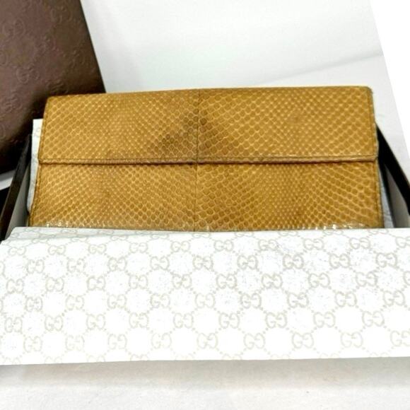 RARE GUCCI Python Continental Wallet – Honey Exotic Leather w/ Box & Dust - Picture 4 of 8
